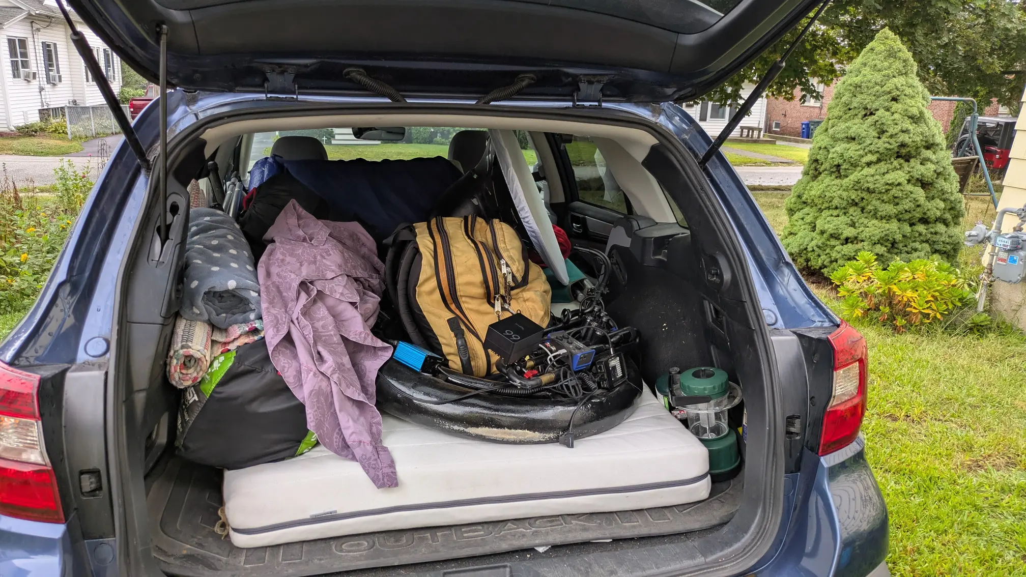 car packed for drive to Ohio